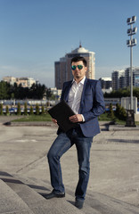 Lonely man dressed in business style