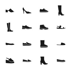 Fototapeta na wymiar Shoes vector icons set silhouettes