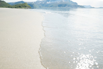 View to beautiful white sand beach and sea , Atlantic ocean