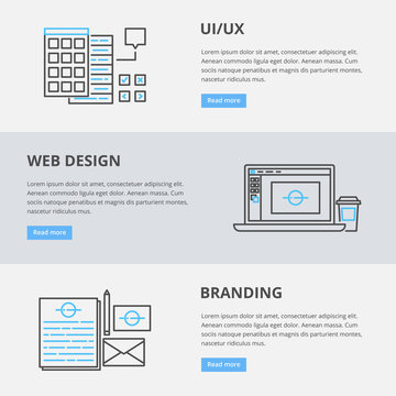 Vector web banners: UI UX, web design, branding