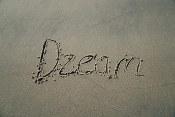 love, dream, nature, life  drawn sand on the beach