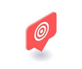 Target icon, vector symbol in flat isometric 3D style isolated on white background. Social media illustration.