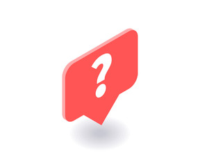 Question mark icon, vector symbol in flat isometric 3D style isolated on white background. Social media illustration.