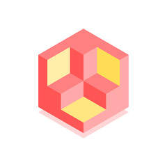 Abstract cubic icon. Isometric illustration for covers design in flat 3D style. Vector geometric logo.