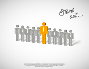 Stand out illustration with human icons in row.