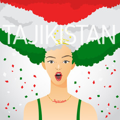 Surprised Woman with National Flag in Afro Hair  : Vector Illustration