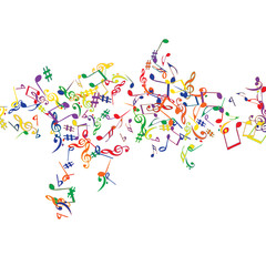 Musical Signs. Modern Background with Notes. Vector Element for Musical Poster, Banner, Advertising, Card. Minimalistic Simple Background.