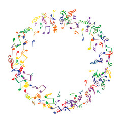 Musical Signs. Modern Background with Notes. Vector Element for Musical Poster, Banner, Advertising, Card. Minimalistic Simple Background.