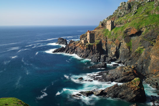 Botallack Mine engine houses overlooking the Atlantic