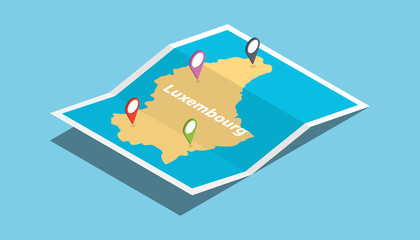 luxembourg explore maps with isometric style and pin location tag on top - obrazy, fototapety, plakaty