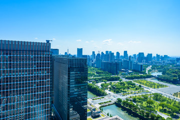 皇居と高層ビル群 High-rise building in Tokyo