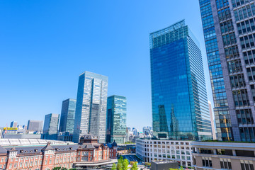 Obraz premium 東京都心の高層ビル Tokyo station and 
