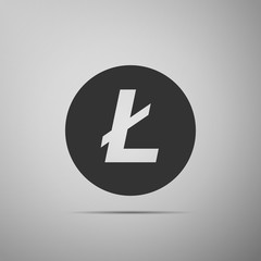 Cryptocurrency coin Litecoin LTC icon isolated on grey background. Physical bit coin. Digital currency. Altcoin symbol. Blockchain based secure crypto currency. Flat design. Vector Illustration