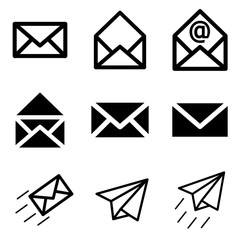 Set of icons for messages. Vector illustration. Signs for infographic, logo, app development and website design.