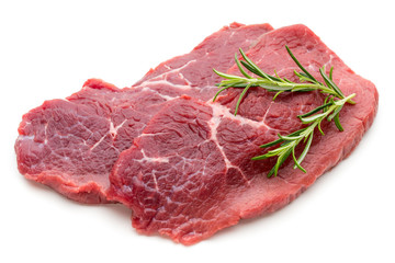 Fresh raw beef steak isolated on white.