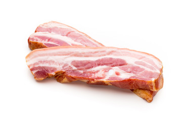 Pieces of raw pork lard isolated on white background.