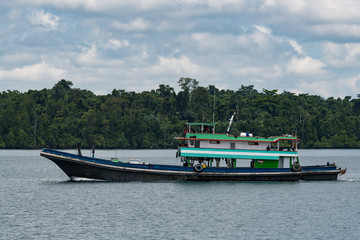 Fototapeta premium boat in port of Sorong, Raja Ampat, Indonesia
