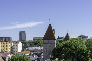 Fototapeta na wymiar View on cityscape of historical old town of Tallinn