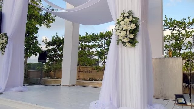 Beautiful slow-motion shot video HD of the Jewish Hupa , wedding putdoor .