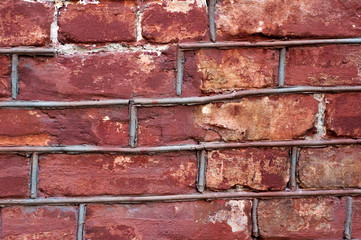 Old red brick wall texture background