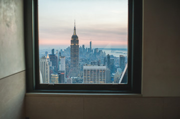 View on Empire state building from a window