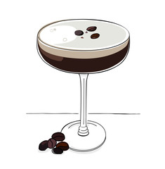Espresso martini winter cocktail  - isolated vector illustration