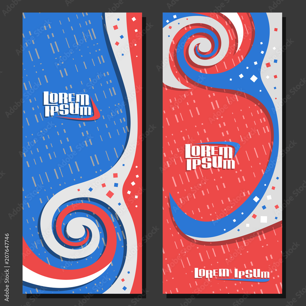 Wall mural vector vertical futuristic banners, 2 layouts for design flyers with spiral abstract pattern and cop