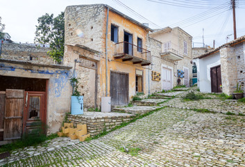 Fototapeta na wymiar Cozy narrow street in Pano Lefkara village. Limassol District, Cyprus.