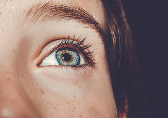 A beautiful insightful look eye. Close up shot.