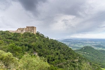 Naklejka premium Mallorca, Ancient monastery building of Sant Salvador on a mountain