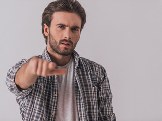 Handsome emotional man