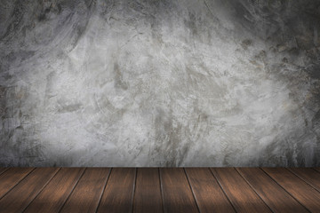 wood table on cement background, can be used presented product