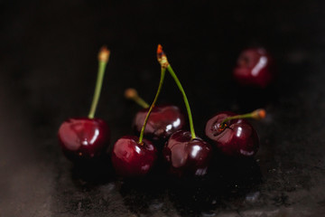 cherry on black background