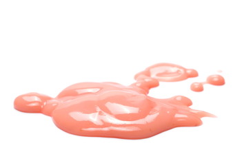 fruit yogurt puddle, isolated on white background texture
