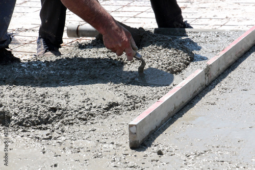 Concreting And Leveling The Floor Of A New House Stock Photo And