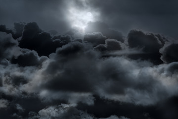 Above the clouds in a full moon night