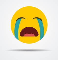 Isolated Crying emoticon in a flat design