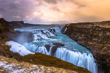 Gulfoss - May 03, 2018: Gulfoss watefall in the Golden Circle of Iceland