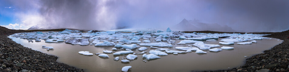 Fjallsarlon - May 05, 2018: Iceberg lagoon of Fjallsarlon, Iceland