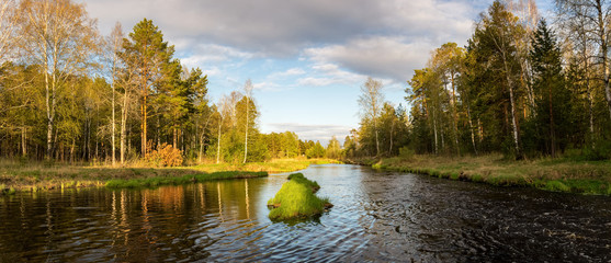 летний пейзаж с рекой и лесом, Россия, Урал, июнь © 7ynp100
