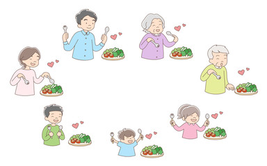 Fototapeta premium 大家族_一覧_野菜大好き