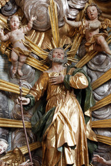 Saint Joseph statue on the altar in the Baroque Church of Our Lady of the Snow in Belec, Croatia