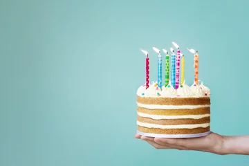 Fotobehang Birthday cake with colorful candles © Ruth Black