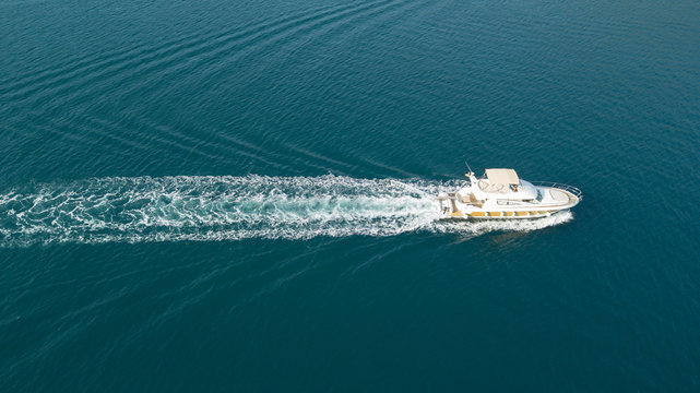 aerial view of luxury boat