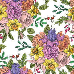 vintage vector floral seamless pattern
