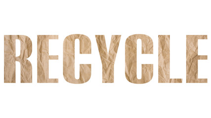 RECYCLE  word with wrinkled paper texture