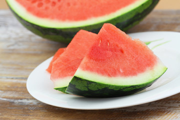 Few freshly slices of watermelon, closeup
