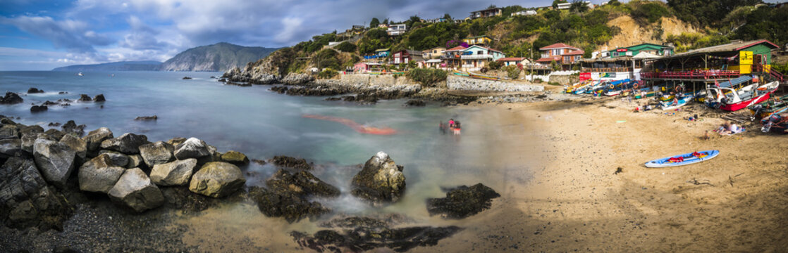 Fishing Village at Chile, the Humboldt current take a lot of nutrients to the area make it perfect for fishing, here we can see Caleta Quintay in Valparaiso an old whale fishing village