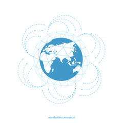 Worldwide connection concept.  Global communications network. Stock vector. Vector illustration EPS10.  