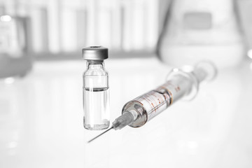 Vaccine with hypodermic syringe and needle 
